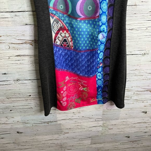 Desigual gray pink midi dress size small - Picture 2 of 7